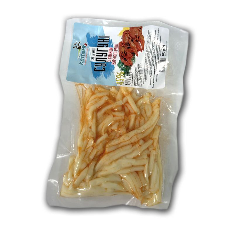 Сир м'який Квітень Сулугуні соломка зі смаком вареного рака 100г